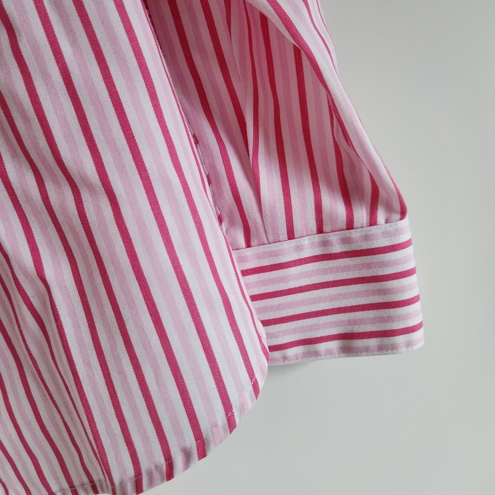Foxcroft Pink White Striped Wrinkle Free Button Down Shirt XS - Picture 6 of 8